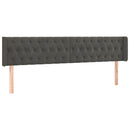 sengegavl med LED-lys 203x16x78/88 cm fløjl mørkegrå