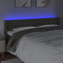 sengegavl med LED-lys 203x16x78/88 cm fløjl mørkegrå