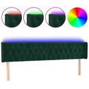 sengegavl med LED-lys 203x16x78/88 cm fløjl mørkegrøn