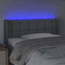 sengegavl med LED-lys 83x16x78/88 cm stof lysegrå