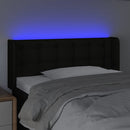 sengegavl med LED-lys 83x16x78/88 cm stof sort