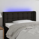 sengegavl med LED-lys 83x16x78/88 cm stof sort