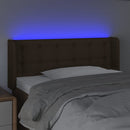 sengegavl med LED-lys 83x16x78/88 cm stof mørkebrun