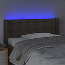 sengegavl med LED-lys 83x16x78/88 cm stof gråbrun