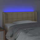 sengegavl med LED-lys 83x16x78/88 cm stof cremefarvet