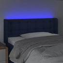 sengegavl med LED-lys 83x16x78/88 cm stof blå