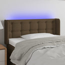 sengegavl med LED-lys 93x16x78/88 cm stof mørkebrun
