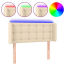 sengegavl med LED-lys 93x16x78/88 cm stof cremefarvet