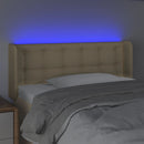 sengegavl med LED-lys 93x16x78/88 cm stof cremefarvet