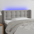 sengegavl med LED-lys 103x16x78/88 cm stof lysegrå