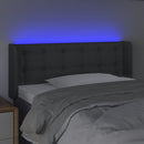 sengegavl med LED-lys 103x16x78/88 cm stof mørkegrå