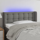 sengegavl med LED-lys 103x16x78/88 cm stof mørkegrå