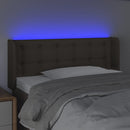 sengegavl med LED-lys 103x16x78/88 cm stof gråbrun