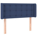 sengegavl med LED-lys 103x16x78/88 cm stof blå