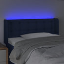 sengegavl med LED-lys 103x16x78/88 cm stof blå