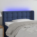 sengegavl med LED-lys 103x16x78/88 cm stof blå