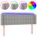 sengegavl med LED-lys 147x16x78/88 cm stof lysegrå