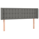sengegavl med LED-lys 147x16x78/88 cm stof mørkegrå