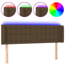 sengegavl med LED-lys 147x16x78/88 cm stof mørkebrun