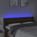 sengegavl med LED-lys 147x16x78/88 cm stof mørkebrun