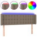 sengegavl med LED-lys 147x16x78/88 cm stof gråbrun