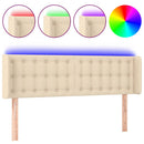 sengegavl med LED-lys 147x16x78/88 cm stof cremefarvet