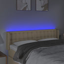 sengegavl med LED-lys 147x16x78/88 cm stof cremefarvet