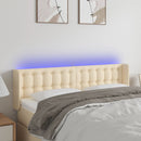 sengegavl med LED-lys 147x16x78/88 cm stof cremefarvet