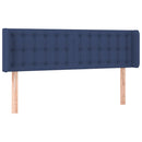 sengegavl med LED-lys 147x16x78/88 cm stof blå