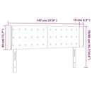 sengegavl med LED-lys 147x16x78/88 cm stof blå