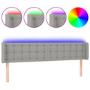 sengegavl med LED-lys 163x16x78/88 cm stof lysegrå