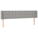 sengegavl med LED-lys 163x16x78/88 cm stof lysegrå