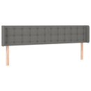 sengegavl med LED-lys 163x16x78/88 cm stof mørkegrå