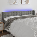 sengegavl med LED-lys 163x16x78/88 cm stof mørkegrå
