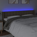 sengegavl med LED-lys 163x16x78/88 cm stof gråbrun