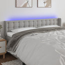 sengegavl med LED-lys 183x16x78/88 cm stof lysegrå