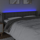sengegavl med LED-lys 183x16x78/88 cm stof mørkegrå