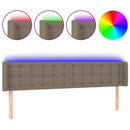 sengegavl med LED-lys 183x16x78/88 cm stof gråbrun