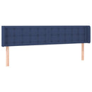 sengegavl med LED-lys 183x16x78/88 cm stof blå