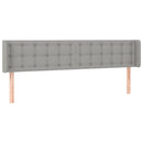 sengegavl med LED-lys 203x16x78/88 cm stof lysegrå