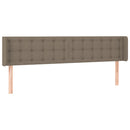 sengegavl med LED-lys 203x16x78/88 cm stof gråbrun