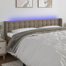 sengegavl med LED-lys 203x16x78/88 cm stof gråbrun