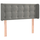 sengegavl med LED-lys 83x16x78/88 cm fløjl lysegrå