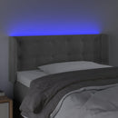 sengegavl med LED-lys 83x16x78/88 cm fløjl lysegrå