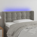 sengegavl med LED-lys 83x16x78/88 cm fløjl lysegrå