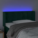 sengegavl med LED-lys 83x16x78/88 cm fløjl Mørkegrøn