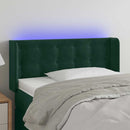 sengegavl med LED-lys 83x16x78/88 cm fløjl Mørkegrøn