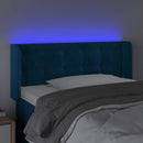 sengegavl med LED-lys 83x16x78/88 cm stof Mørkeblå