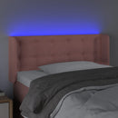 sengegavl med LED-lys 83x16x78/88 cm fløjl lyserød