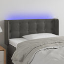 sengegavl med LED-lys 93x16x78/88 cm fløjl mørkegrå